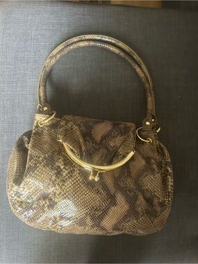 Perlina Snakeskin Print Leather Bag